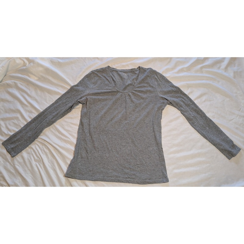 Loft Outlet Women's Gray Long Sleeve Scoop Neck‎ Shirt With Sparkles Size Large